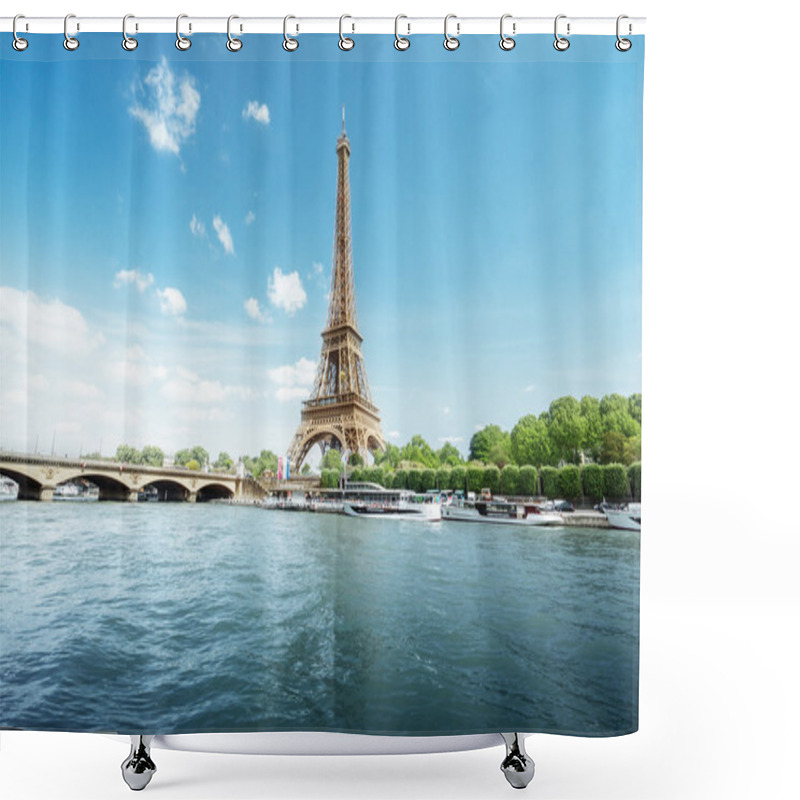 Personality  Seine In Paris With Eiffel Tower In Morning Time Shower Curtains