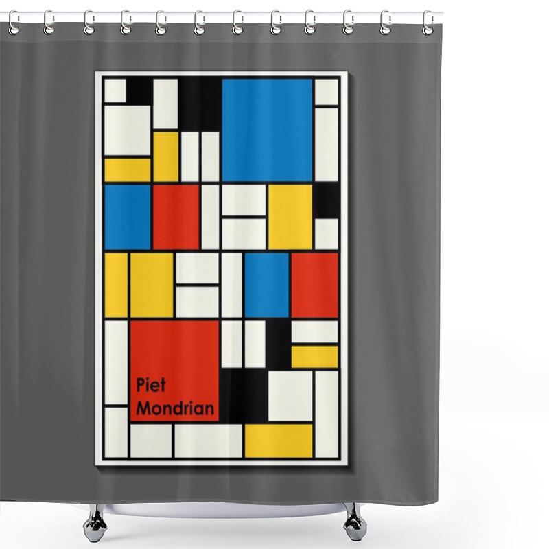 Personality  Fashion Poster Inspired By Postmodern Piet Mondrian. Neoplasty, Bauhaus. Useful For Interior Design, Background, Poster Design, First Page Of The Magazine, High-tech Printing, Cover. Shower Curtains