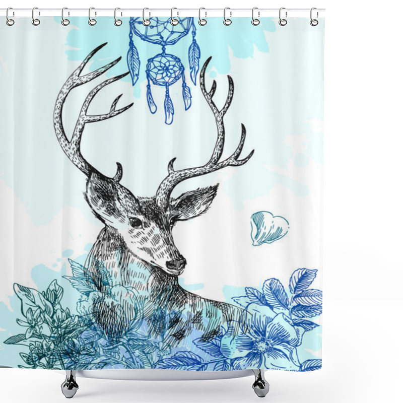 Personality  Hand Drawn Deer Shower Curtains