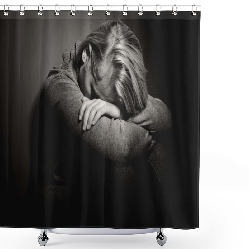 Personality  Sad Woman. Shower Curtains