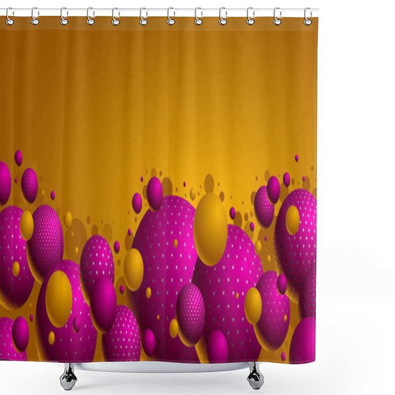 Personality  Colorful Dotted Spheres Vector Illustration, Abstract Background With Beautiful Balls With Dots, 3D Globes Design Concept Art. Shower Curtains