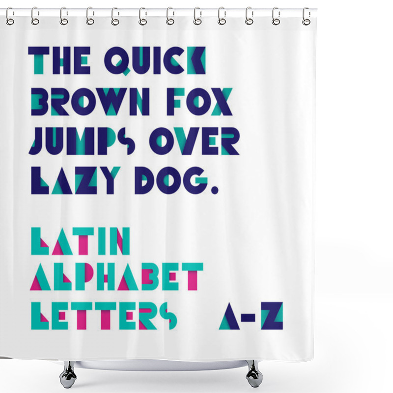 Personality  Geometric Shapes Alphabet Letters. Retro Font. Latin Alphabet Le Shower Curtains