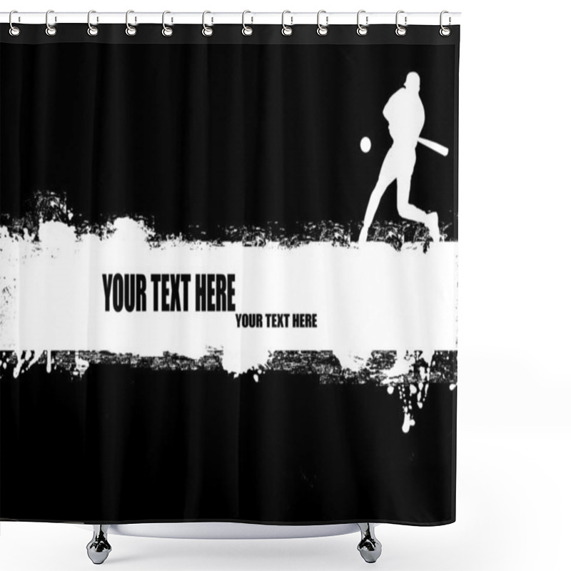 Personality  Grunge Baseball Poster On Black And White,vector Illustration Shower Curtains