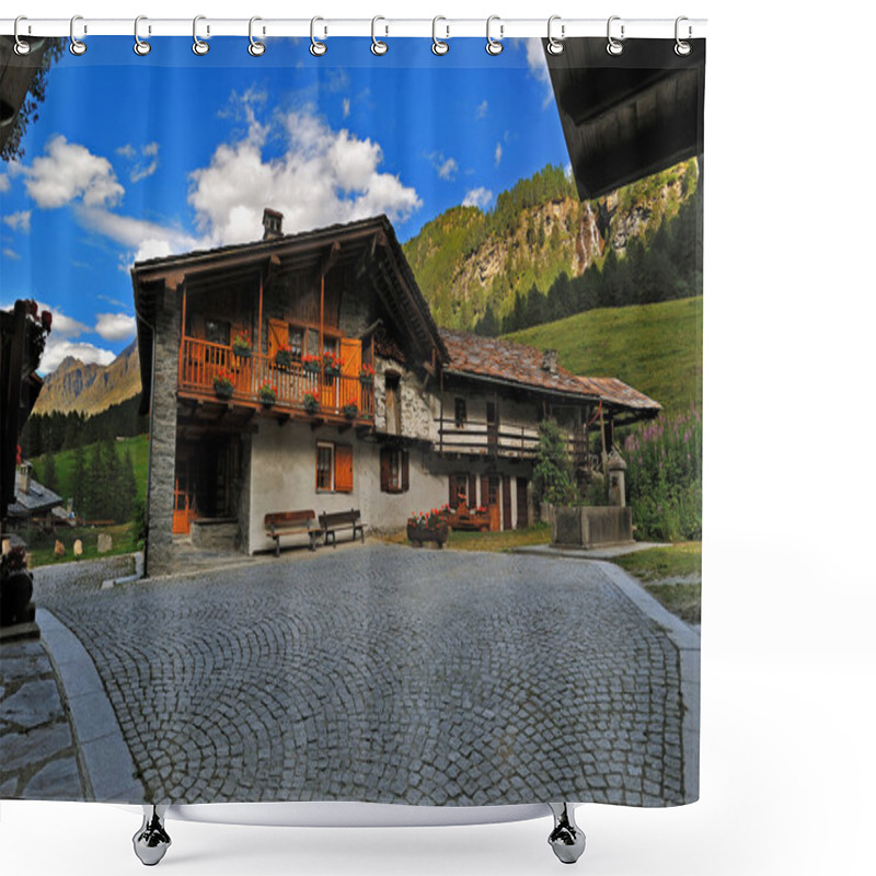 Personality  Typical Alpine Architecture In Rhemes Notre Dame Shower Curtains