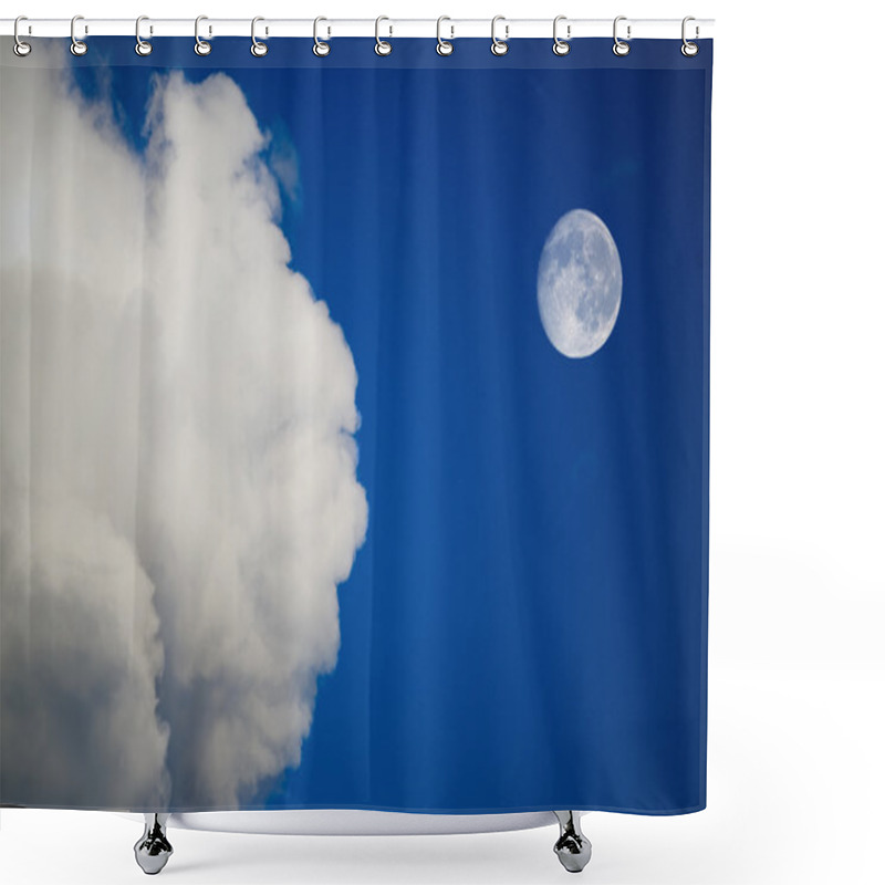 Personality  Moon And Clouds On The Blue Sky Shower Curtains