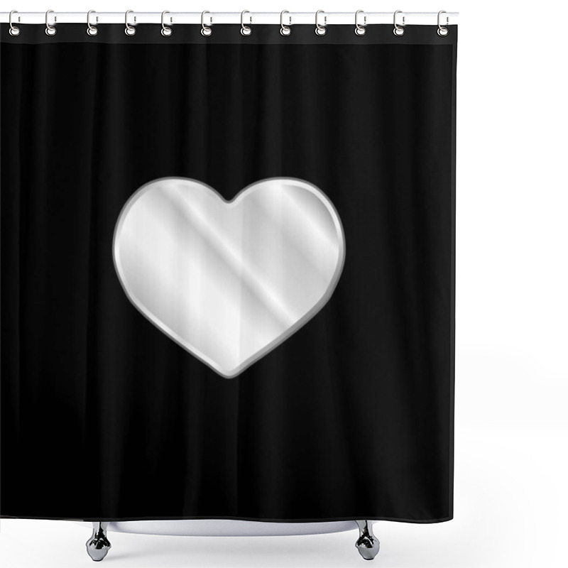 Personality  Big Black Heart Silver Plated Metallic Icon Shower Curtains