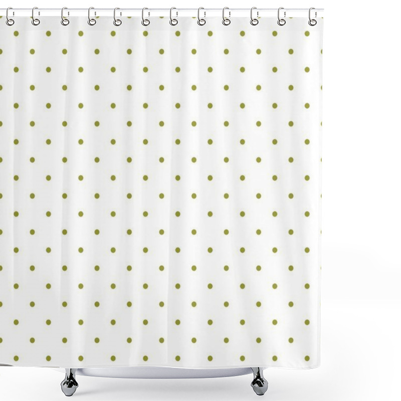 Personality  Seamless Vector Pattern With Green Polka Dots On White Background. Shower Curtains