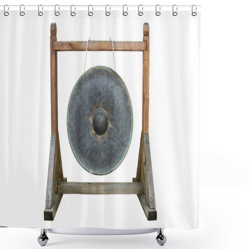 Personality  Thai Traditional Antique Gong Isolated On White Background With Clipping Path Shower Curtains