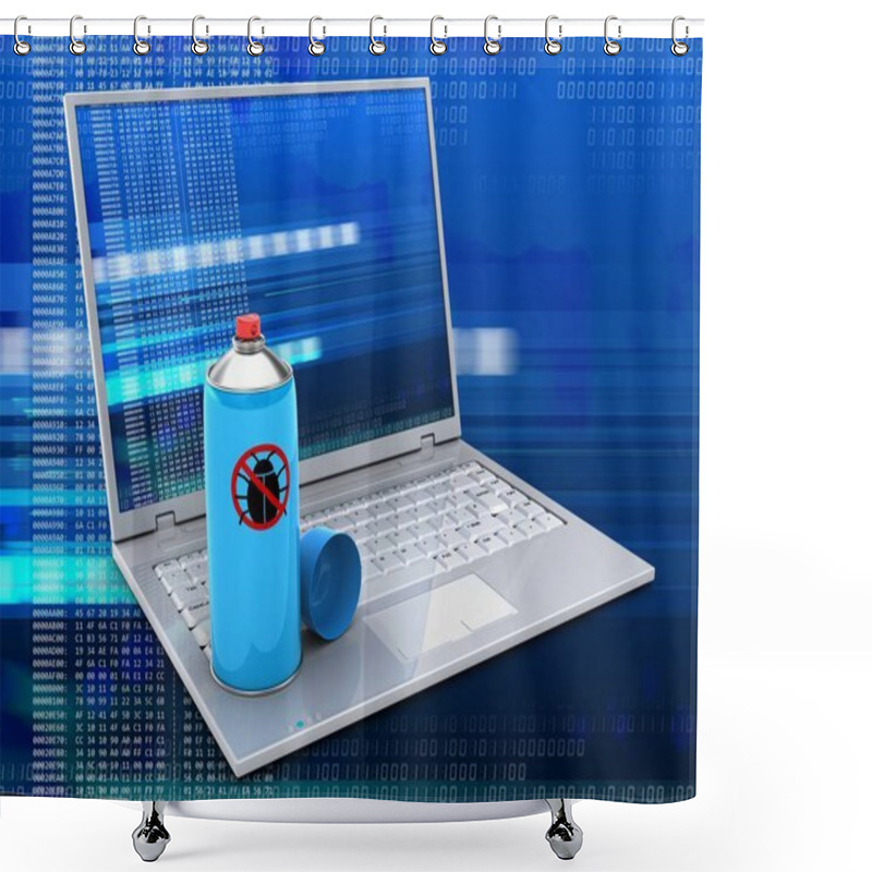 Personality   Illustration Of Laptop Over Digital Background Shower Curtains