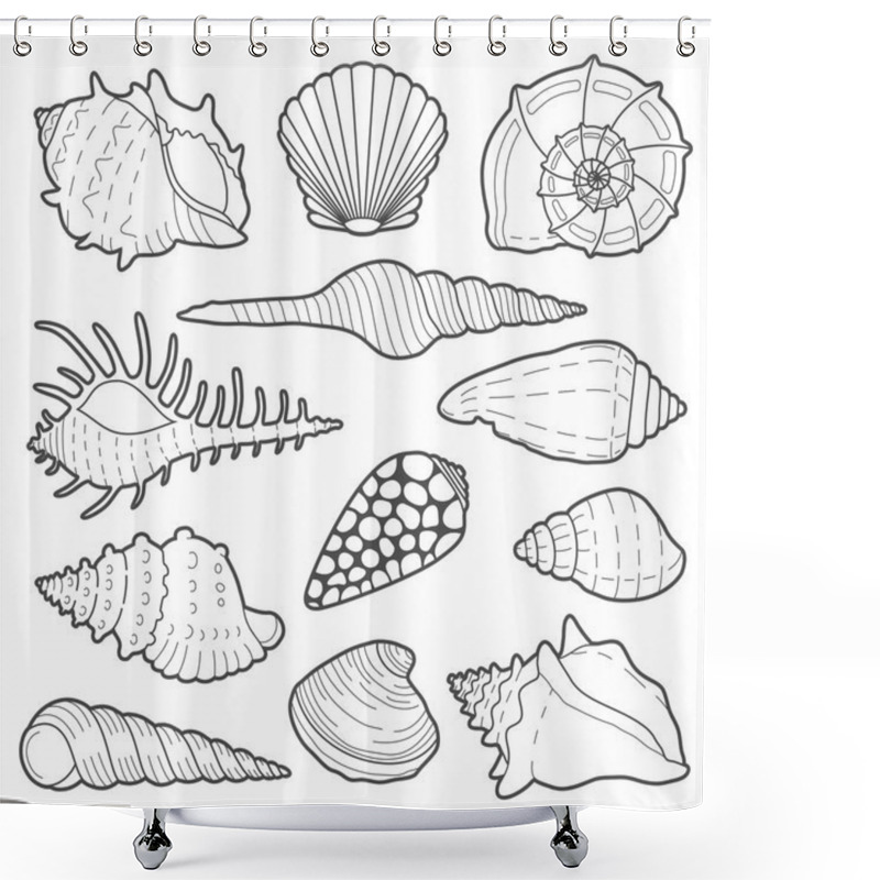 Personality  Sea Shells Vector Icon Set Shower Curtains