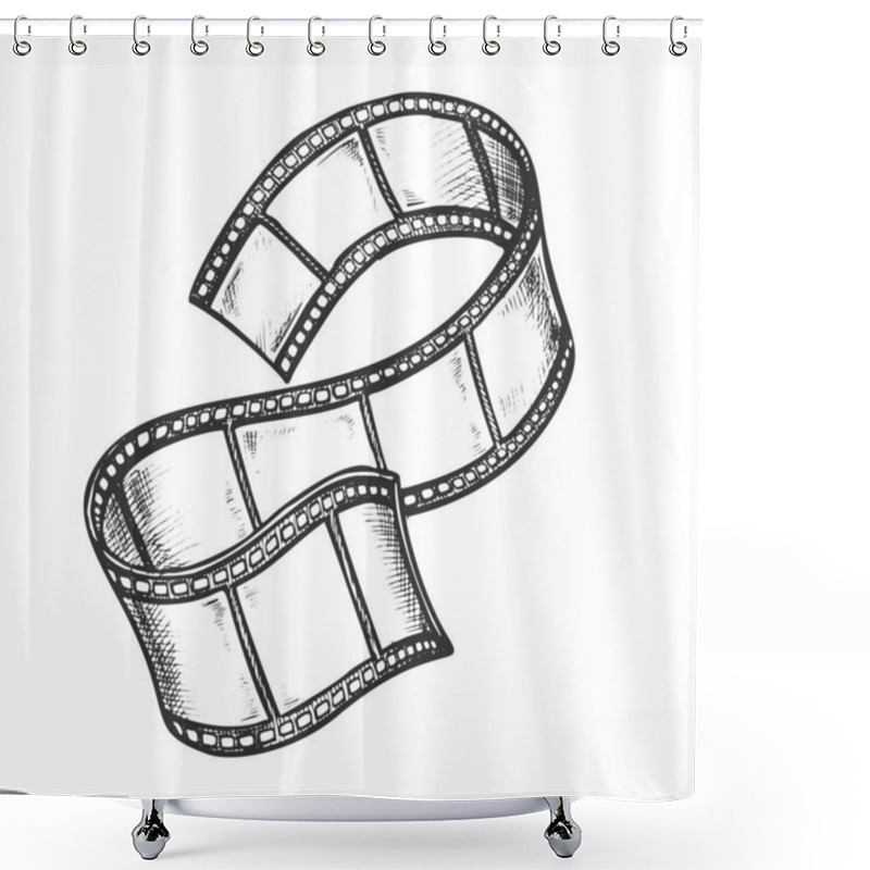 Personality  Film Strip For Cinema Projector Monochrome Vector Shower Curtains