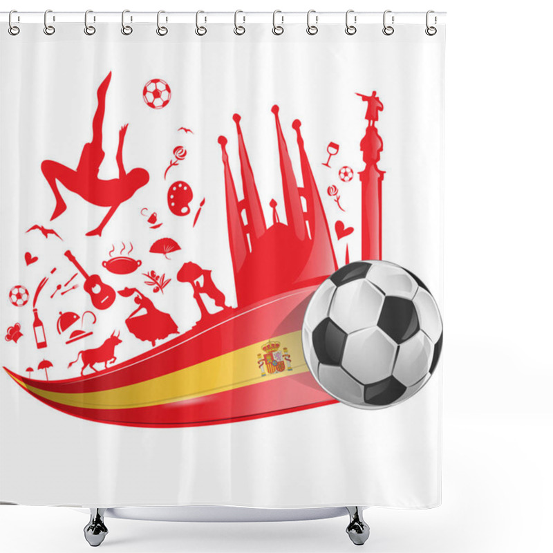 Personality  Spain Flag With Soccer Ball  Shower Curtains