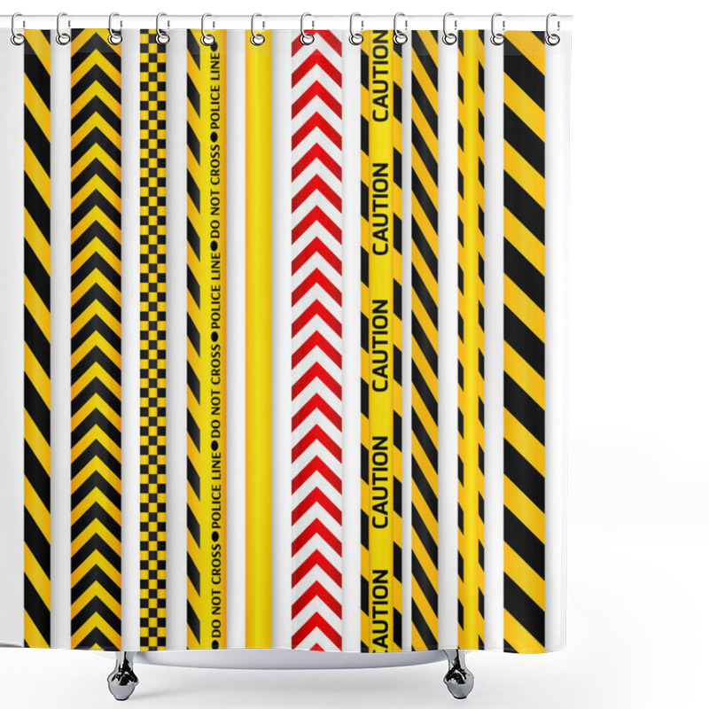 Personality  Police Line And Danger Tapes Set Shower Curtains