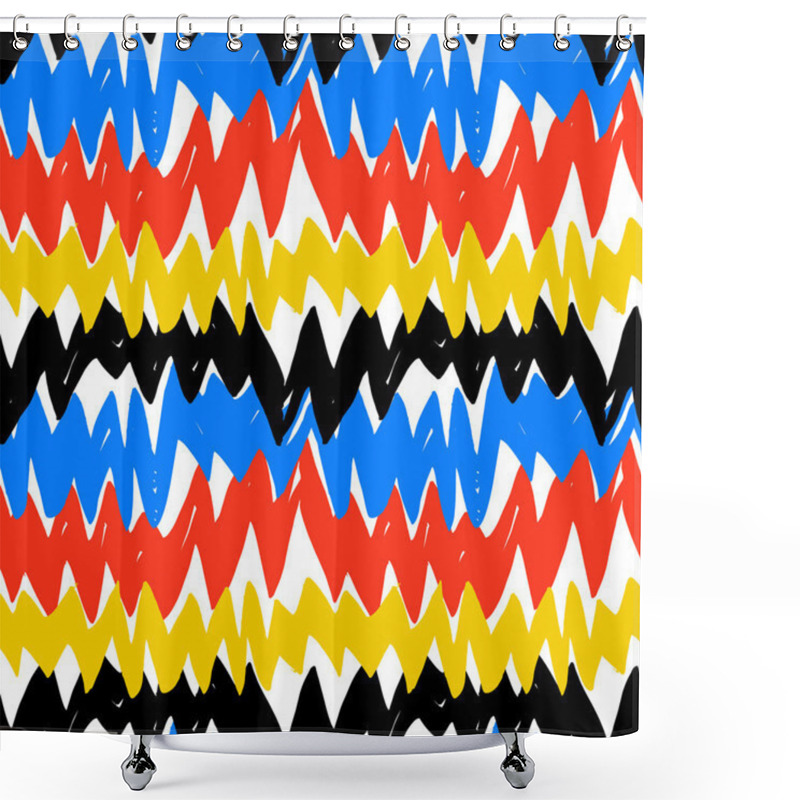 Personality  Striped Hand Drawn Pattern With Zigzag Lines Shower Curtains