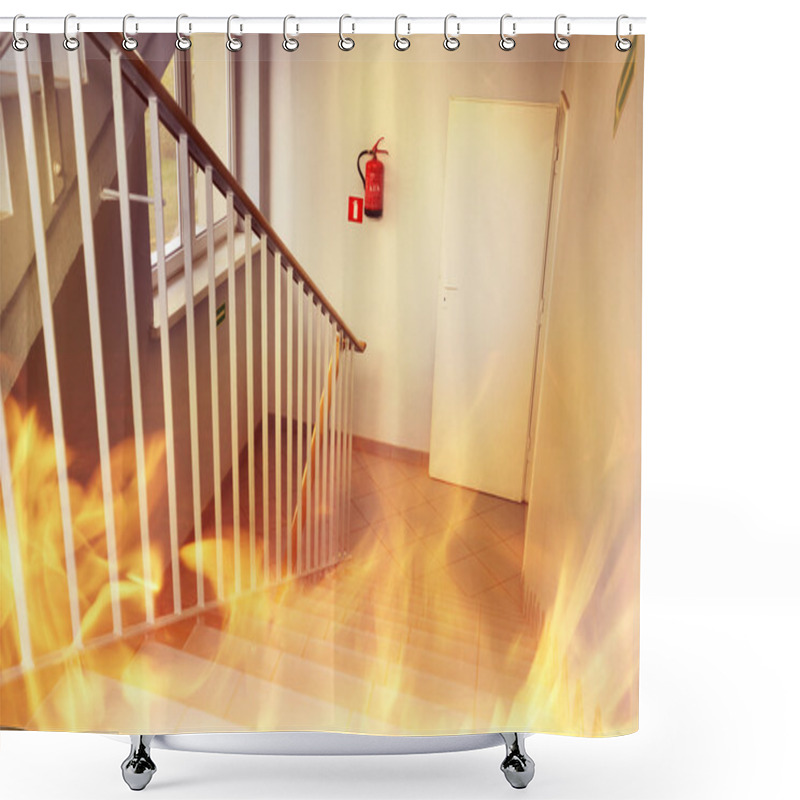 Personality  Fire In The Builgding - Evacuate Building Way Shower Curtains