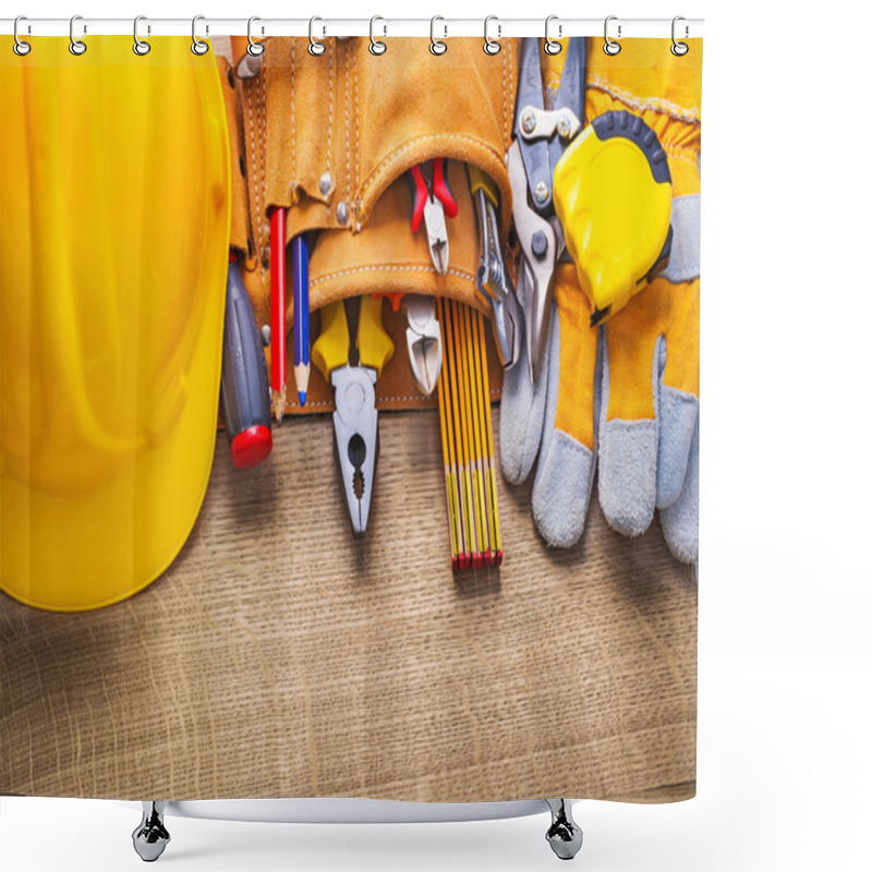 Personality  Set Of Construction Tools In Toolbelt Shower Curtains