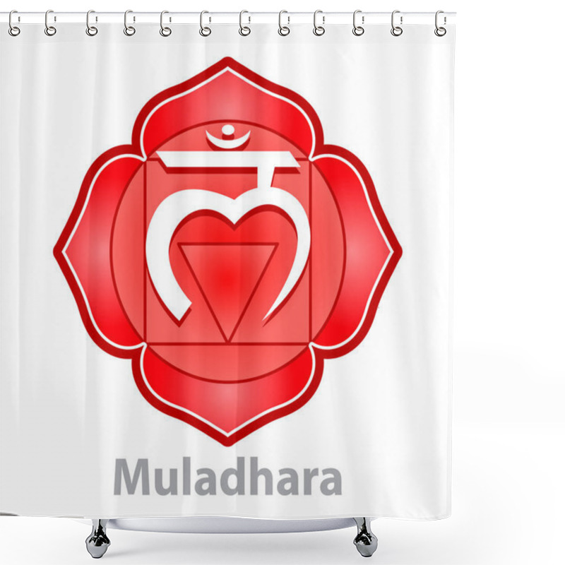 Personality  Chakra Muladhara Isolated On White Vector Shower Curtains