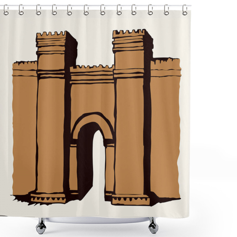 Personality  Babylonian Gate. Vector Drawing Scene Shower Curtains