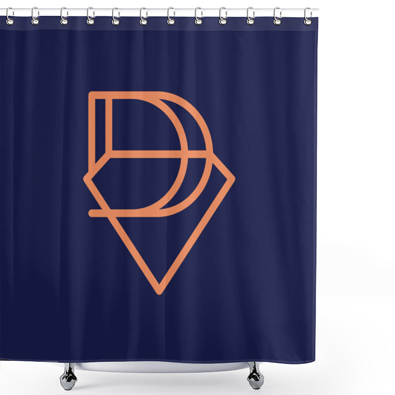 Personality  Initial Letter D Diamond Logo Concept Icon Sign Symbol Element Design Line Art Style. Jewellery, Jewelry, Gem Logotype. Vector Illustration Template Shower Curtains