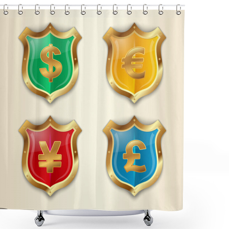 Personality  Currency Signs - Dollar, Euro, Yen And Pound. Vector Money Symbol. Shower Curtains