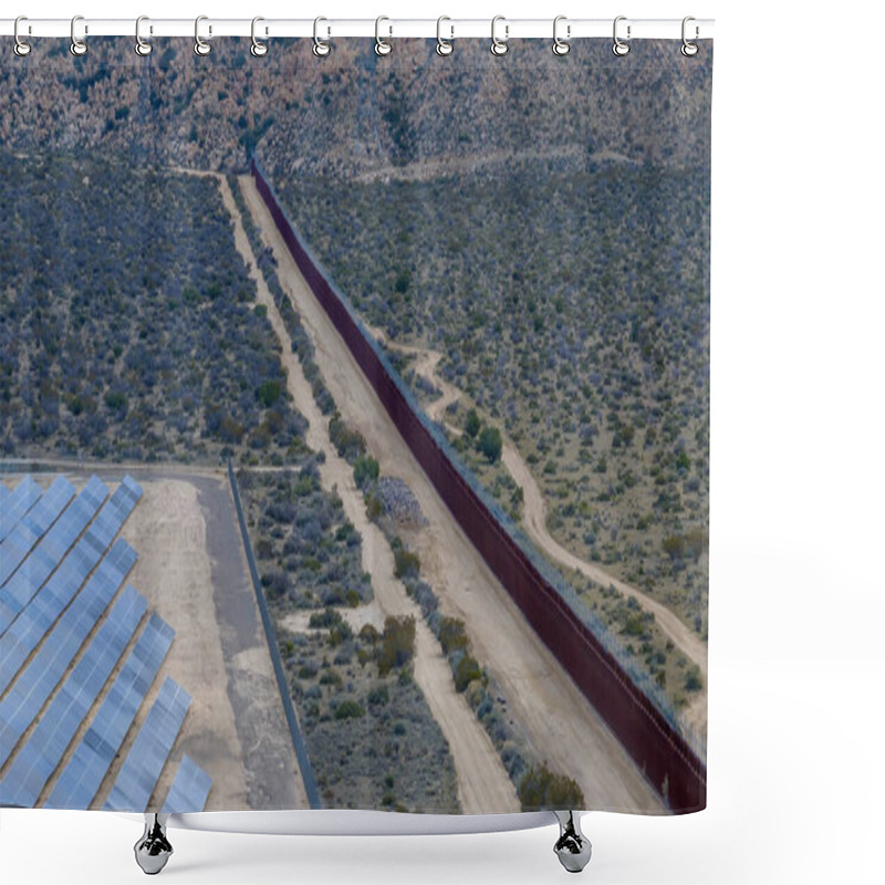 Personality  Jacumba Hot Springs Border Wall In California Fortifies The US-Mexico Boundary, Addressing Security Concerns And Managing Immigration In The Region Shower Curtains