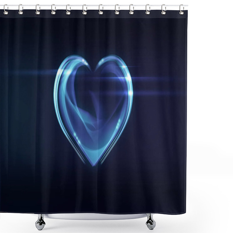 Personality  Heart Blue And Purple Background Element On Black. Composition Of Glowing Lines And Motion Blur Traces. Movement And Innovation Concept. - Illustration Shower Curtains