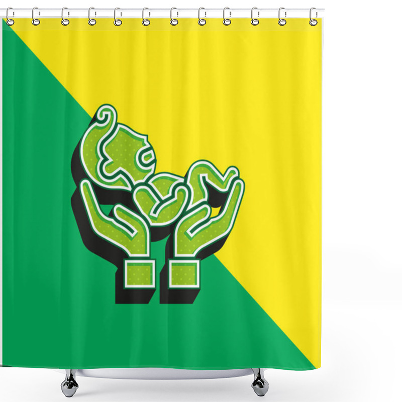 Personality  Baby Green And Yellow Modern 3d Vector Icon Logo Shower Curtains