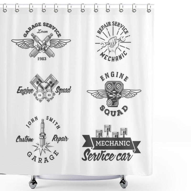 Personality  Auto Service Labels Shower Curtains