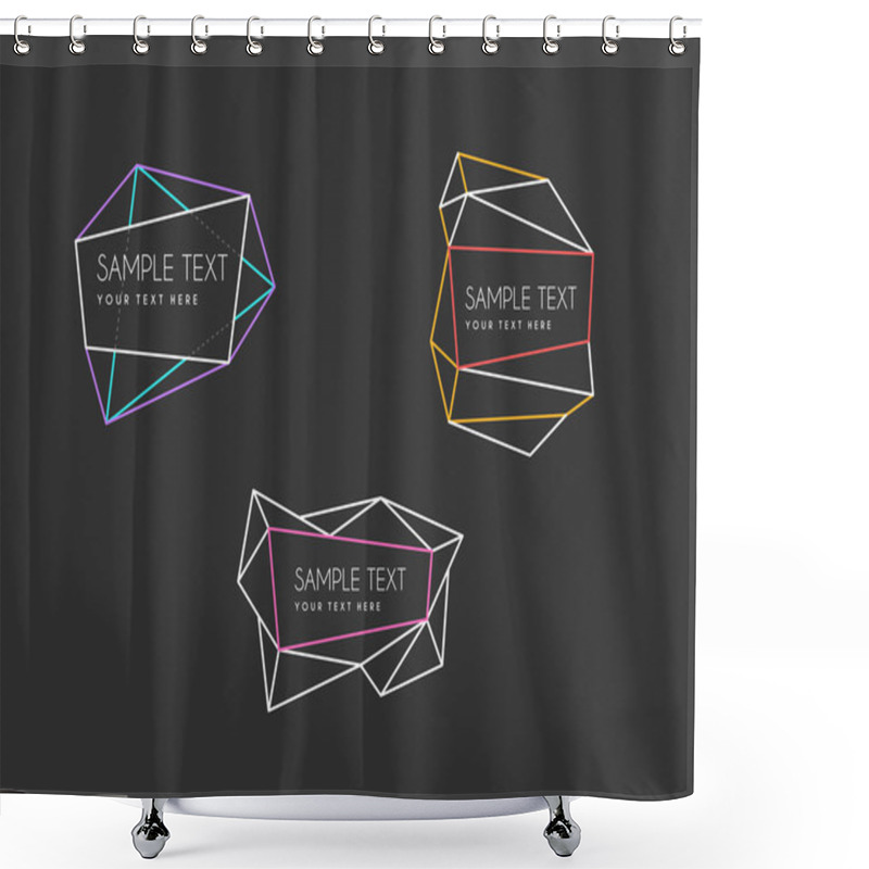 Personality  Set Of Abstract Geometric Vector Line Art Decoration Frames. Design Template Shower Curtains