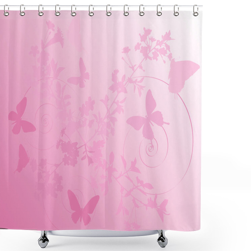 Personality  Pink Cherry Tree Flowers Background Shower Curtains