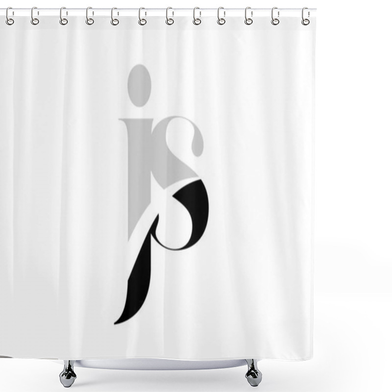 Personality  Alphabet Letter Js J S Black And White Logo Icon Design Shower Curtains