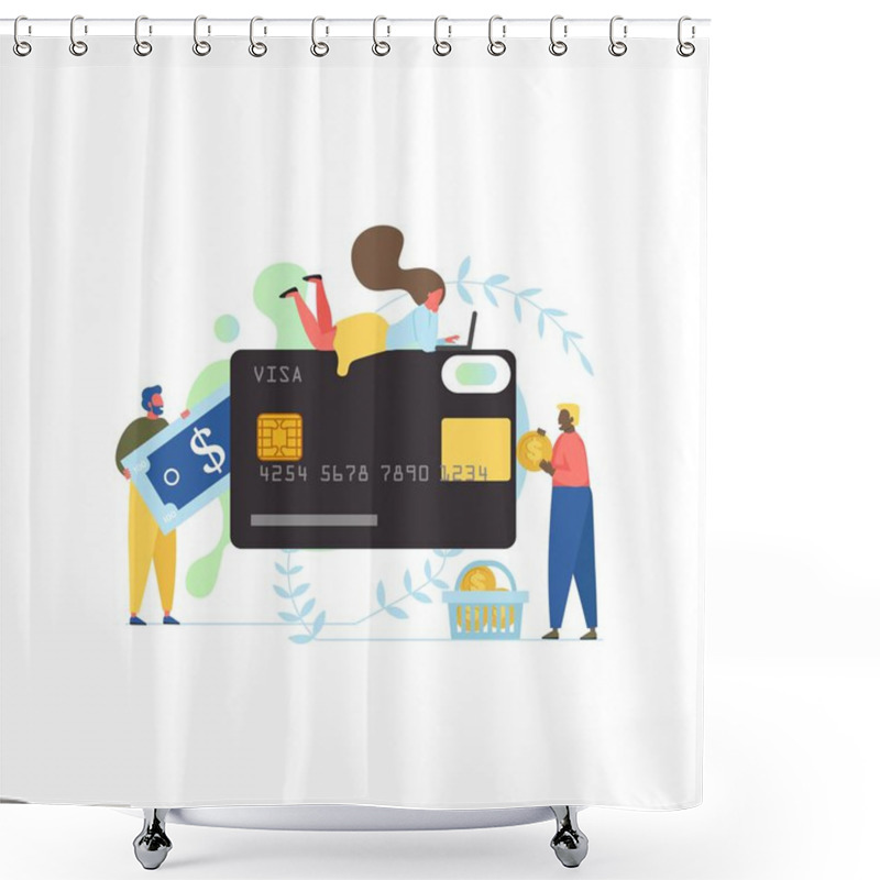 Personality  Money Transfer, Vector Flat Style Design Illustration Shower Curtains