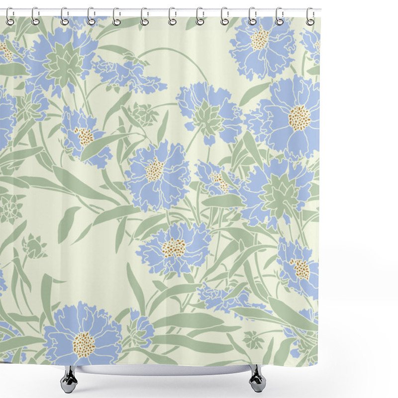 Personality  Elegance Seamless Pattern With Cornflowers Flowers Shower Curtains