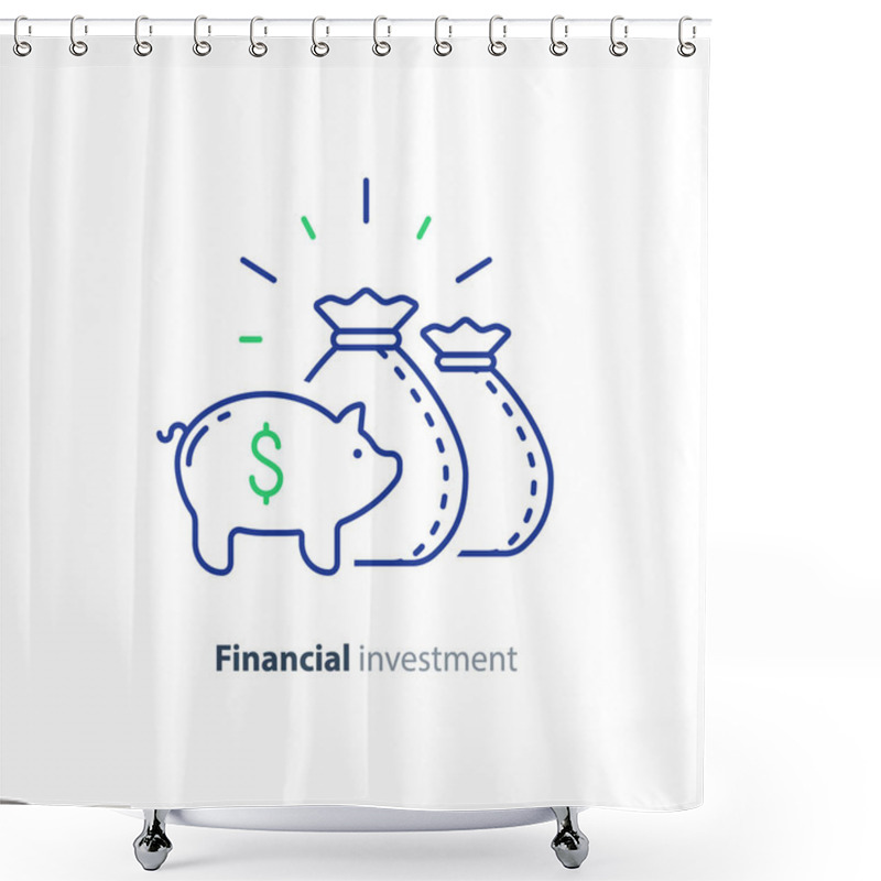 Personality  Financial Investment, Piggy Bank Money, Future Savings, Budget Fund Shower Curtains