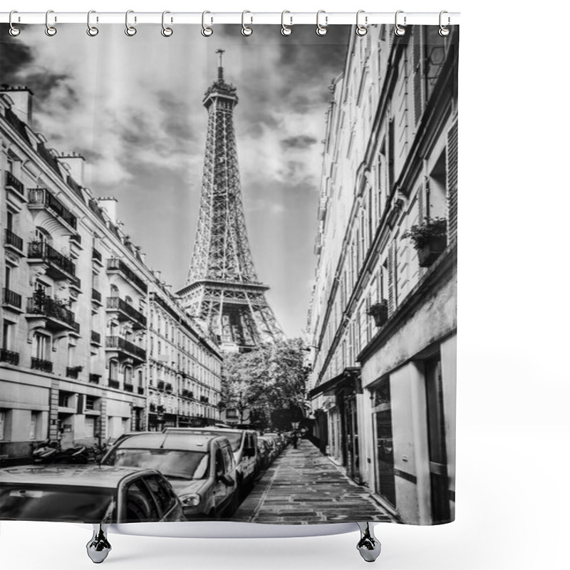 Personality  Eiffel Tower Seen From Street Shower Curtains