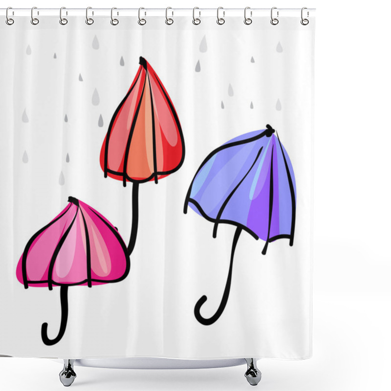 Personality  Umbrellas With Rain Drops Shower Curtains