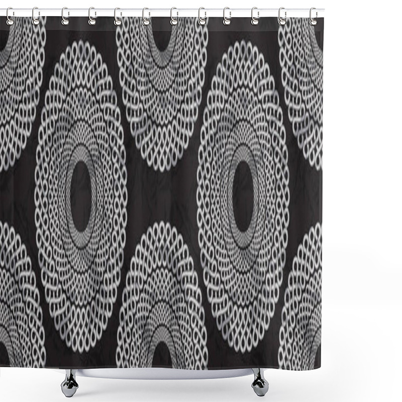 Personality  Circular African Fabric Pattern Background, Abstract Design, Hand Drawn Overlap Of Tribal Textile Art, Fashion Artwork Suitable For Fabric Printing And Clothing. Shower Curtains