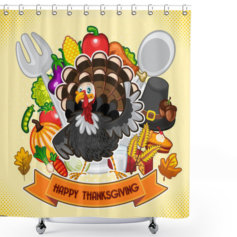 Personality  Happy Thanksgiving Turkey Shower Curtains