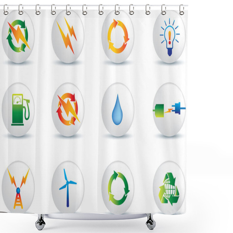 Personality  Electric Power Icon Buttons Shower Curtains