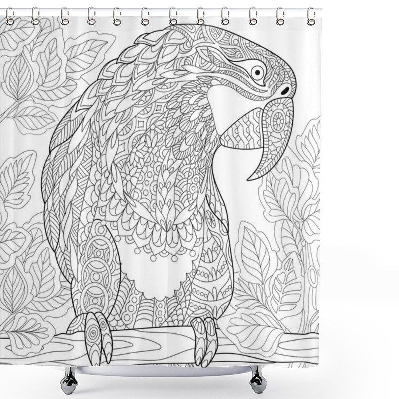 Personality  Zentangle Stylized Parrot - Macaw Shower Curtains