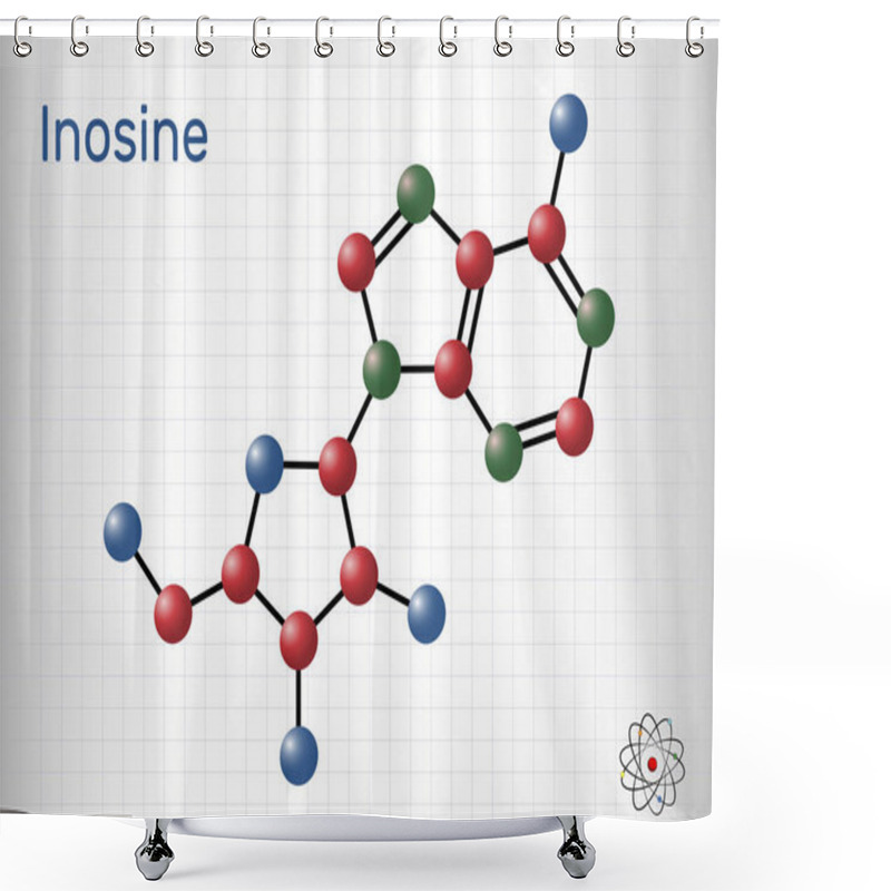 Personality  Nosine Molecule. It Is Purine Nucleoside, Commonly Occurs In TRNA. Consists Of Hypoxanthine Connected To Ribofuranose Glycosidic Bond. Sheet Of Paper In A Cage. Vector Illustration Shower Curtains