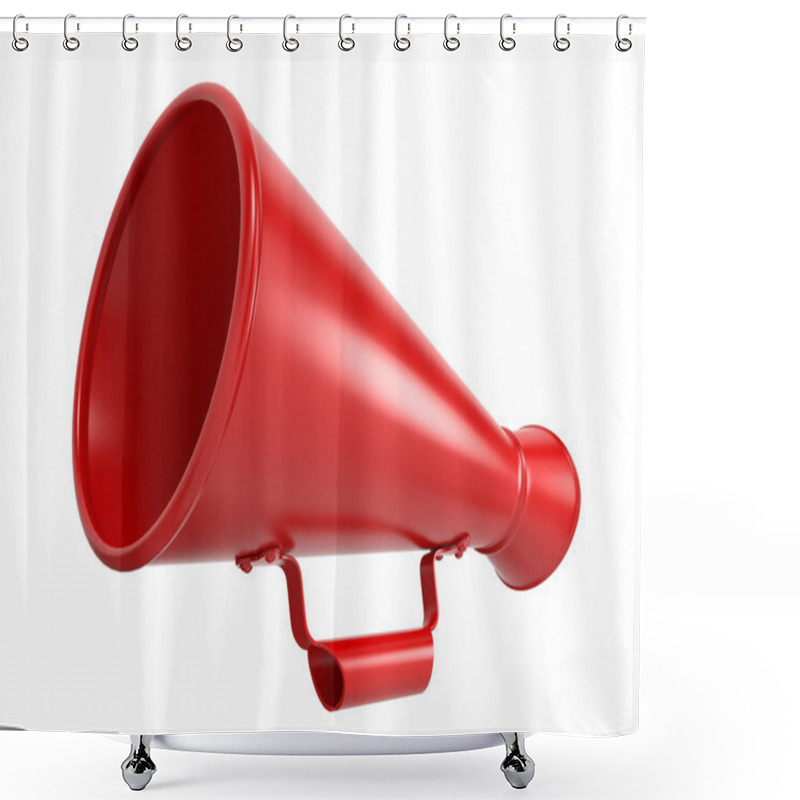 Personality  Red Megaphone Isolated On White. Shower Curtains