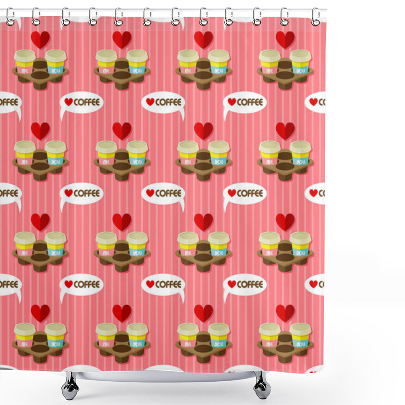 Personality  Take Away Hot Coffee Cups Seamless Pattern Shower Curtains