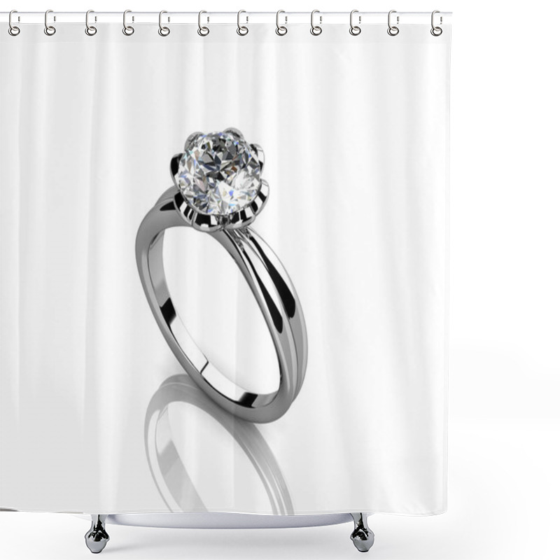 Personality   Diamond Ring On White Background With High Quality Shower Curtains