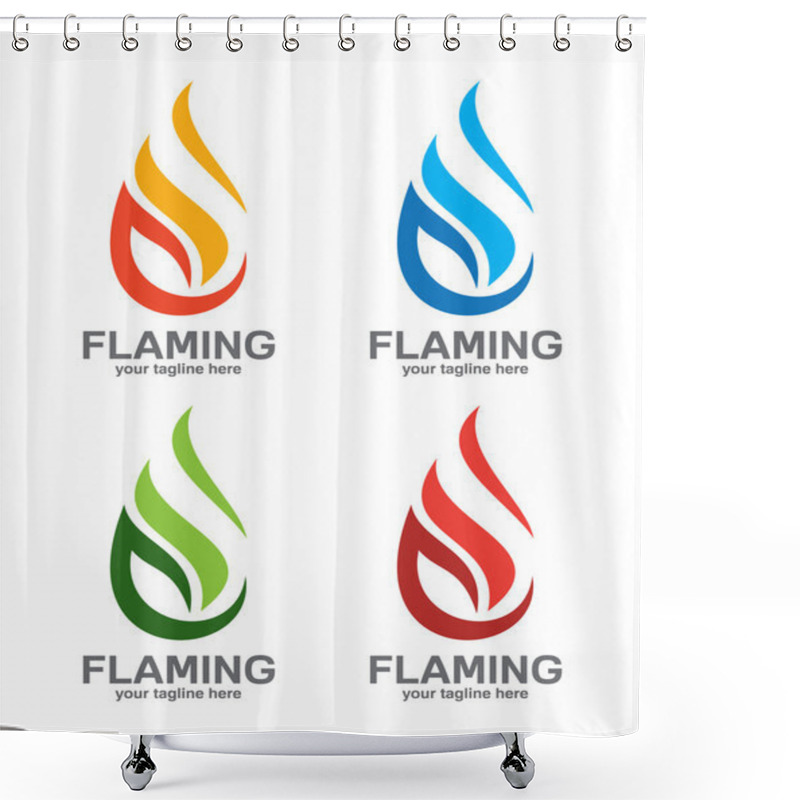 Personality  Flame Logo Template. Oil And Gas Logo Vector. Fire Vector Design. Shower Curtains