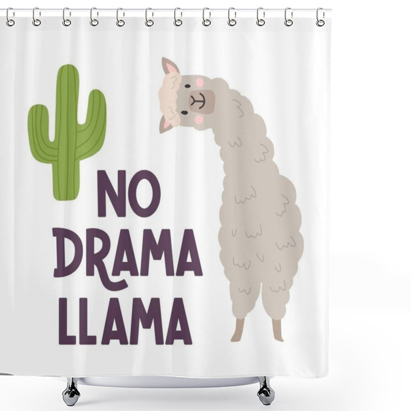 Personality  Lama Lettering Poster Shower Curtains