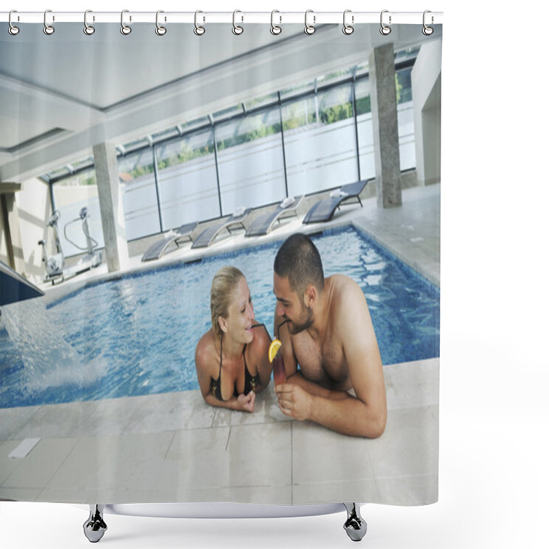 Personality  Happy Cople At Swimming Pool Shower Curtains