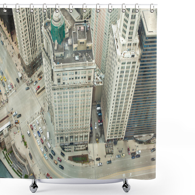 Personality  Chicago. Aerial View Of Chicago Downtown. Shower Curtains