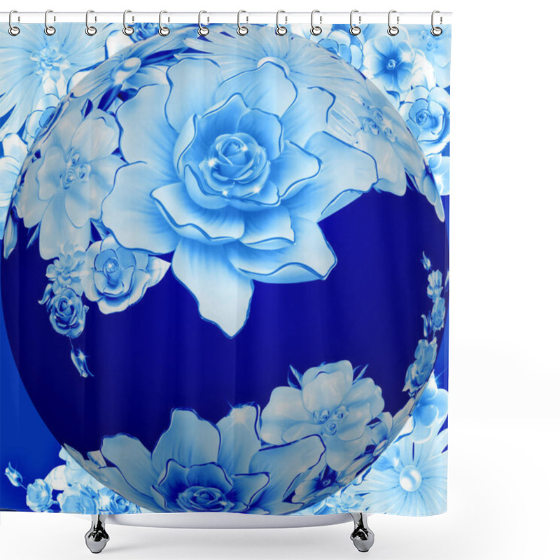 Personality  Illustration Of A Floral Background With A Rose In A Round Frame Shower Curtains