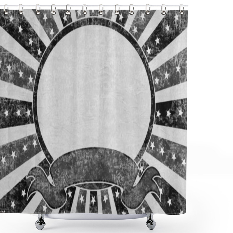 Personality  US Flag Frame Black And White Monochrome Grayscale Background. USA Flag Placeholder Template For Text Or Images. US Symbolics Mock Up Shower Curtains